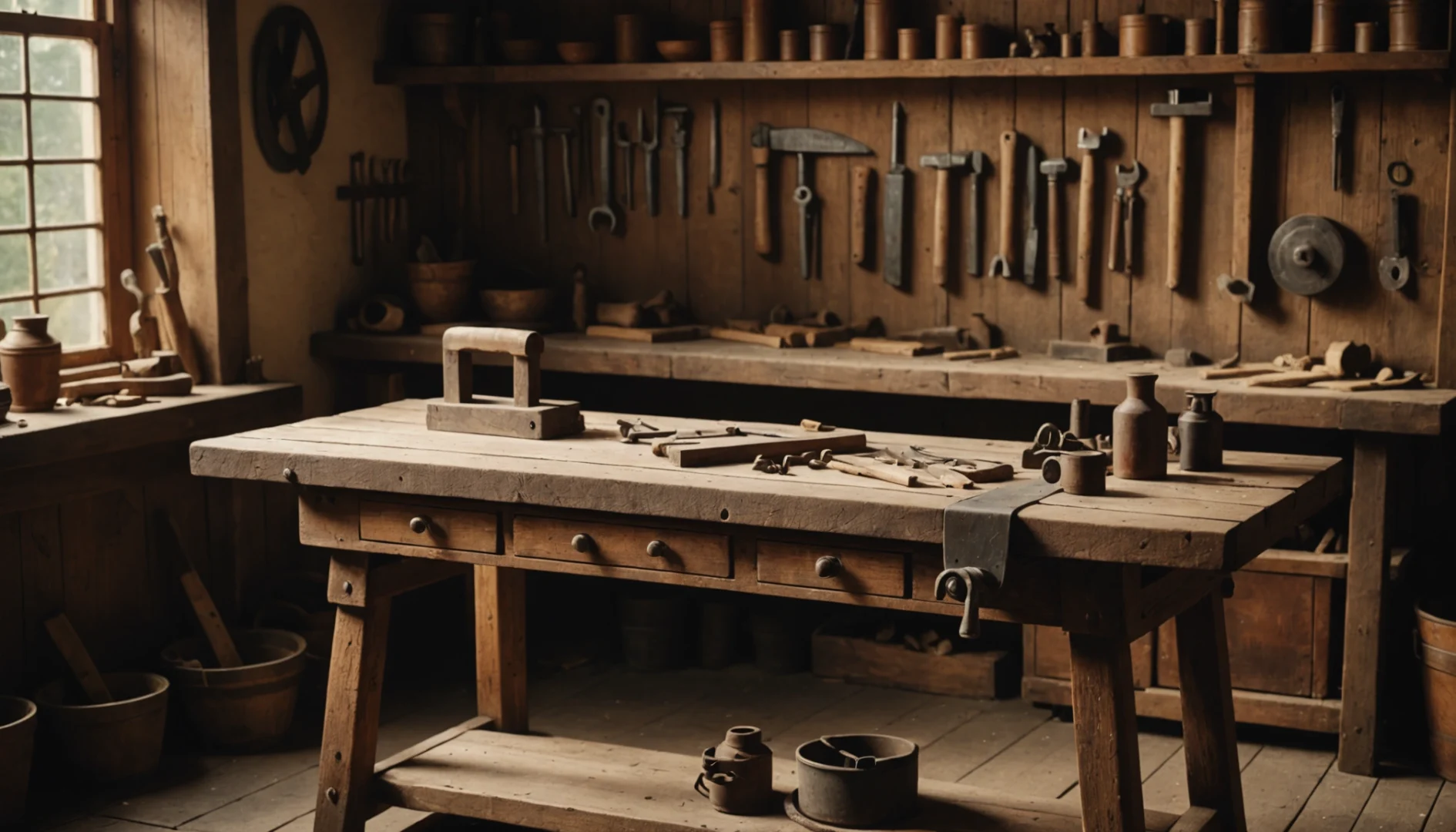 etabli en bois ancien