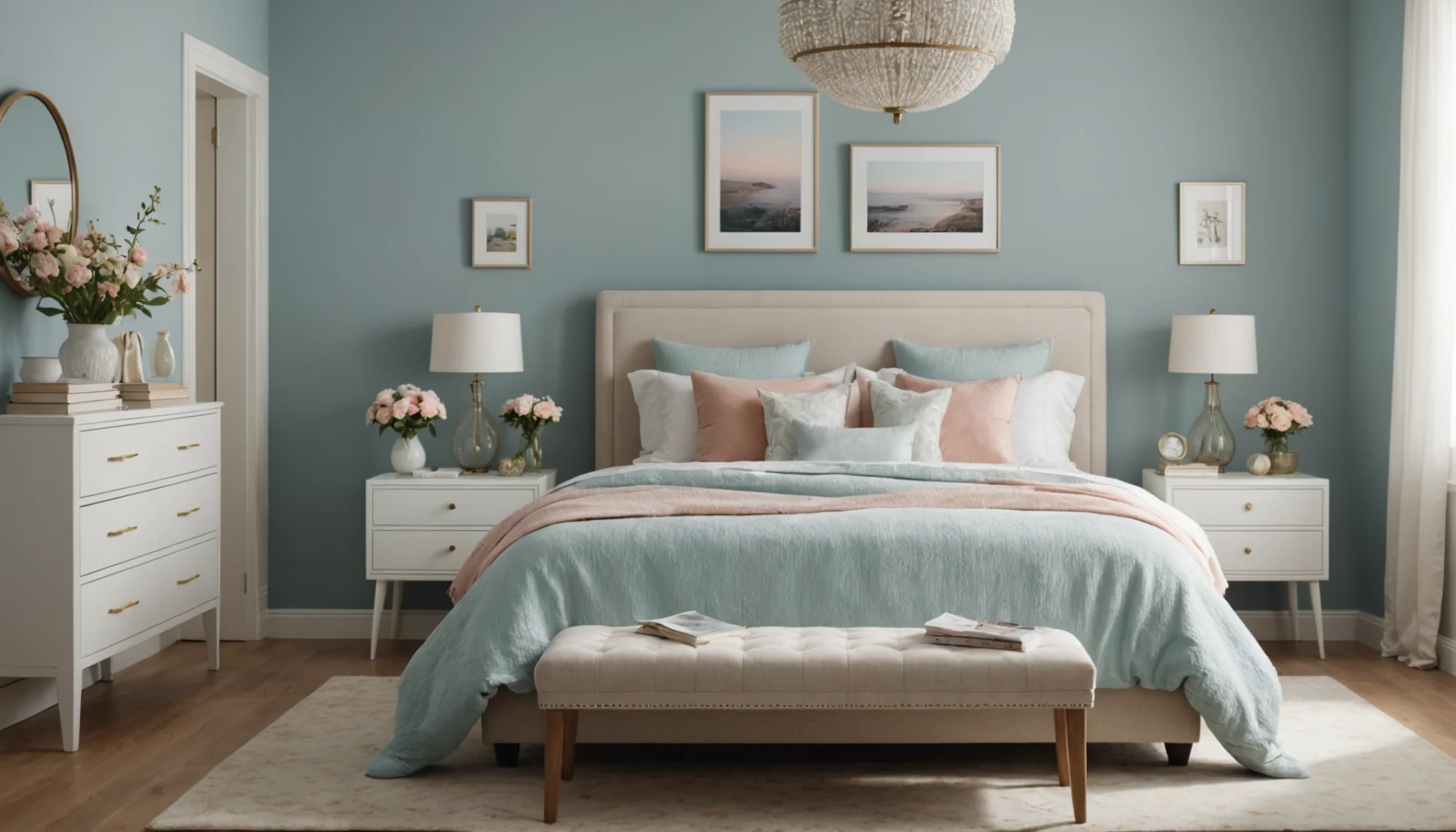 couleur de mur pour chambre avec meubles blancs