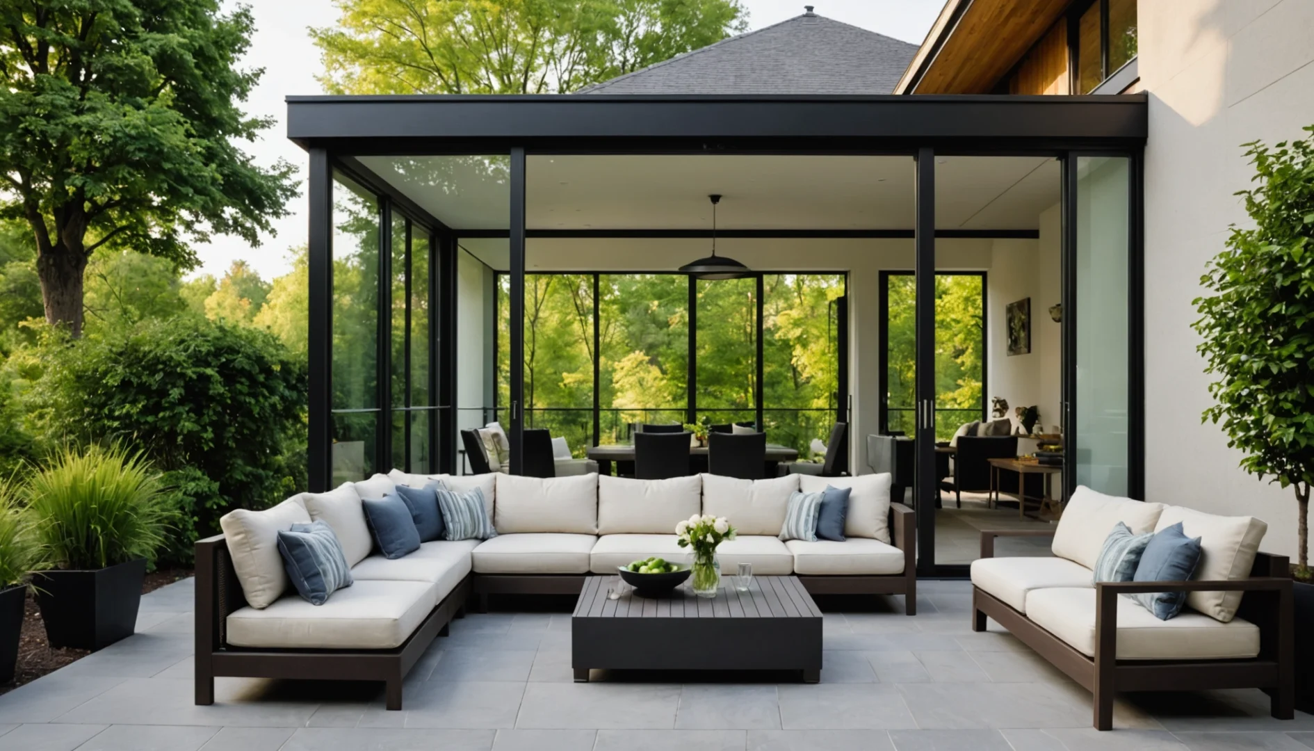 veranda avec mur plein