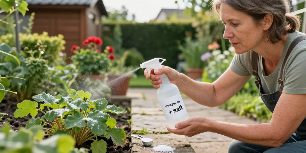 Désherbant naturel : la méthode vinaigre et sel pour allées sans mauvaises herbes