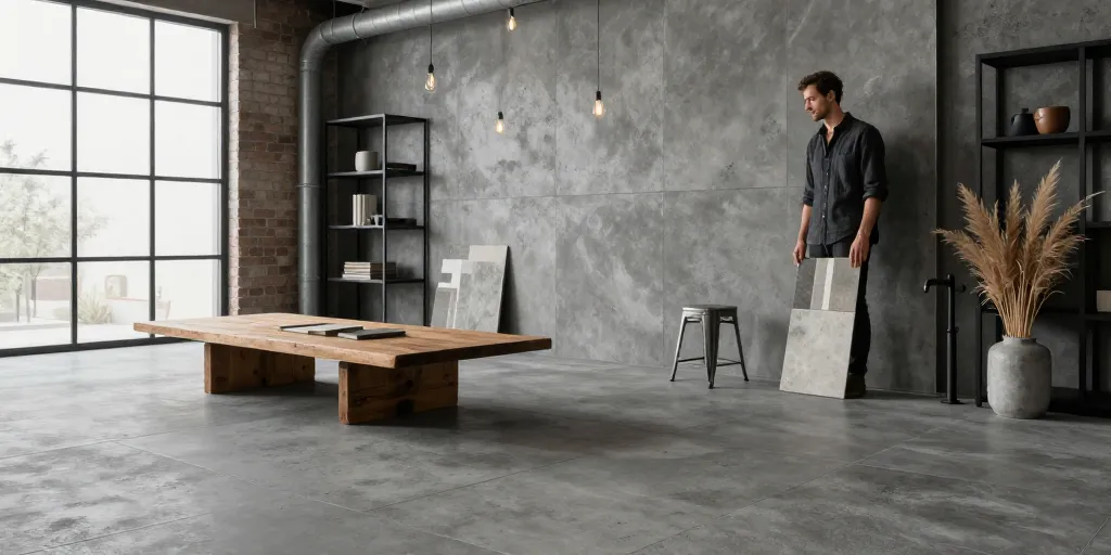 Comment créer une déco industrielle avec un carrelage effet béton ciré ?