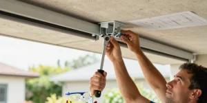fixation plafond pour store banne